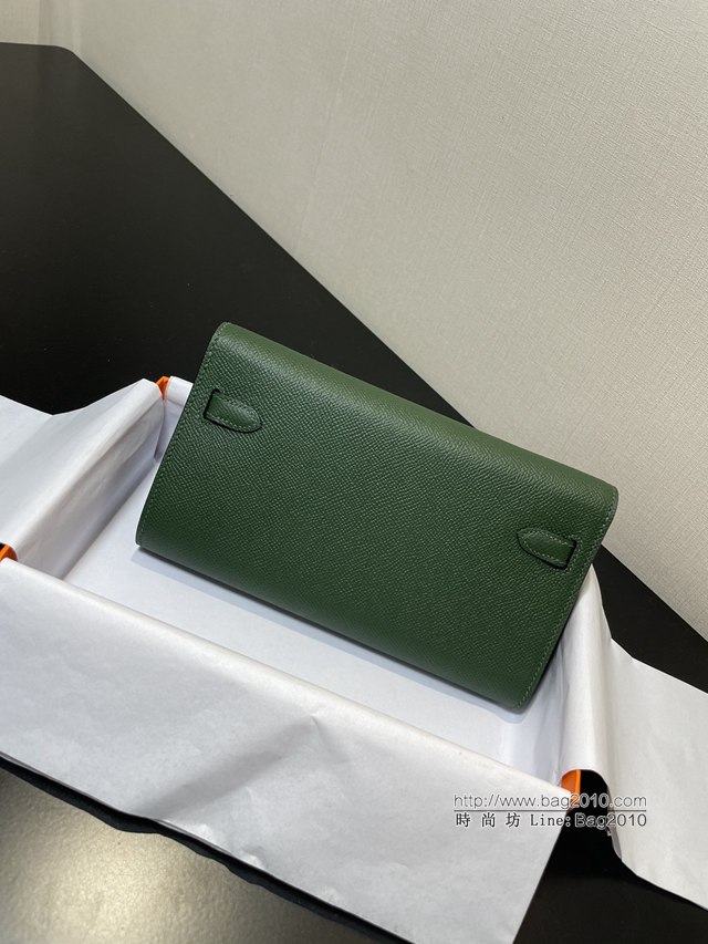 Hermes女包 愛馬仕Kelly woc小挎包 英國綠epsom皮凱麗斜挎包  tdh2335